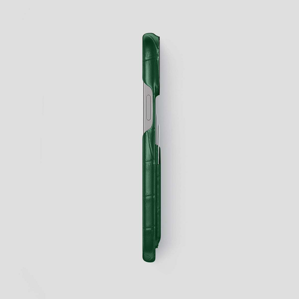 Forest-Green iPhone 14 Pro Max Card Case Alligator with Black Metal -3 | Forest-Green-Black