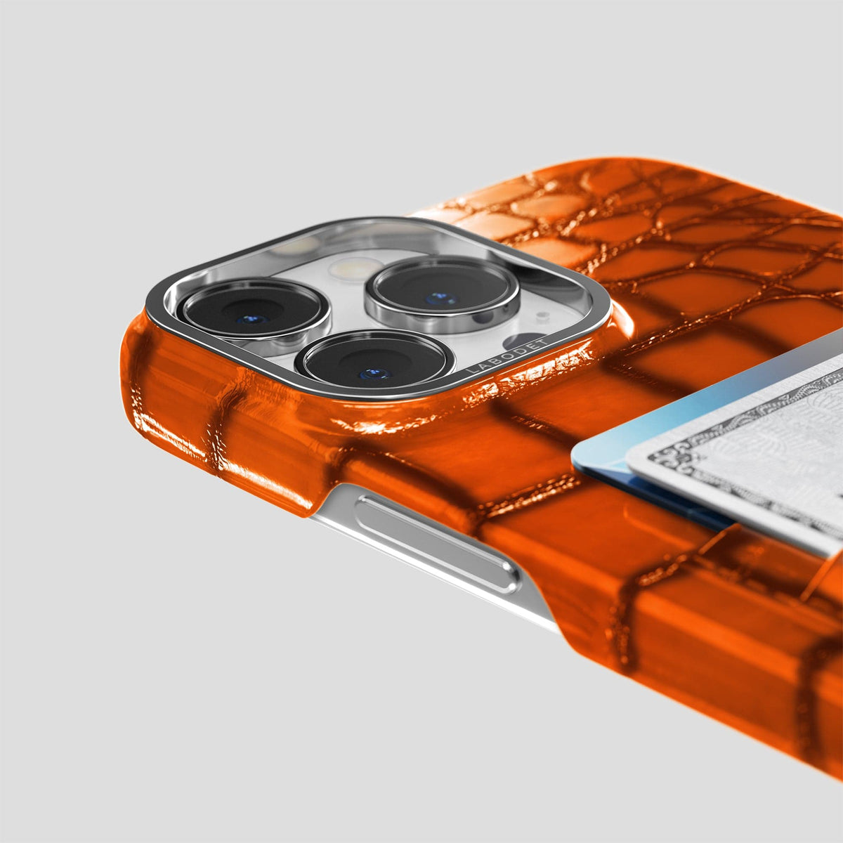 Clay-Court iPhone 15 Pro Max Double Card Case Patina Alligator with Steel Metal -5 | Clay-Court-Steel