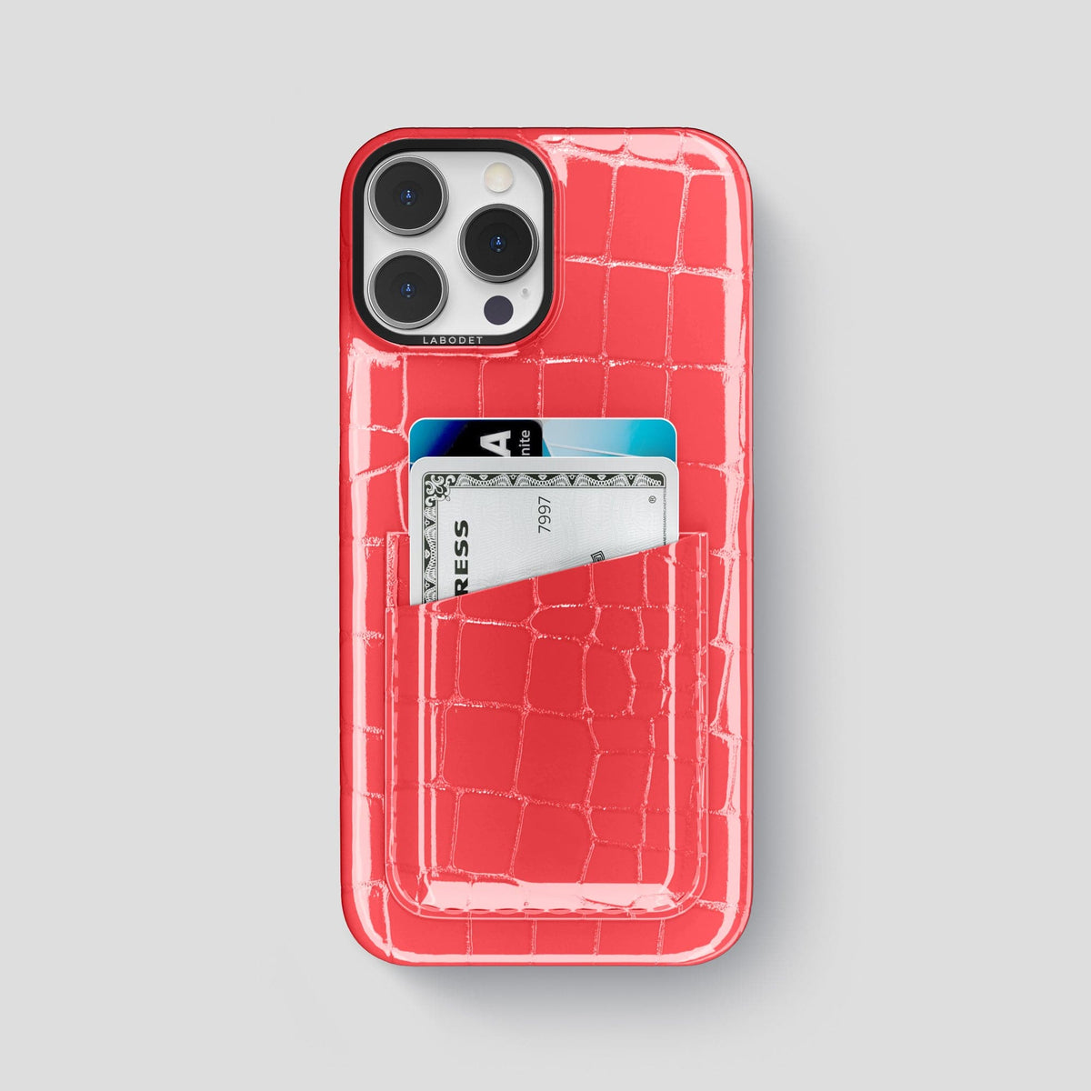 Papaya iPhone 14 Pro Max Classic Case Shiny Alligator with Black Metal -1 | Papaya-Black