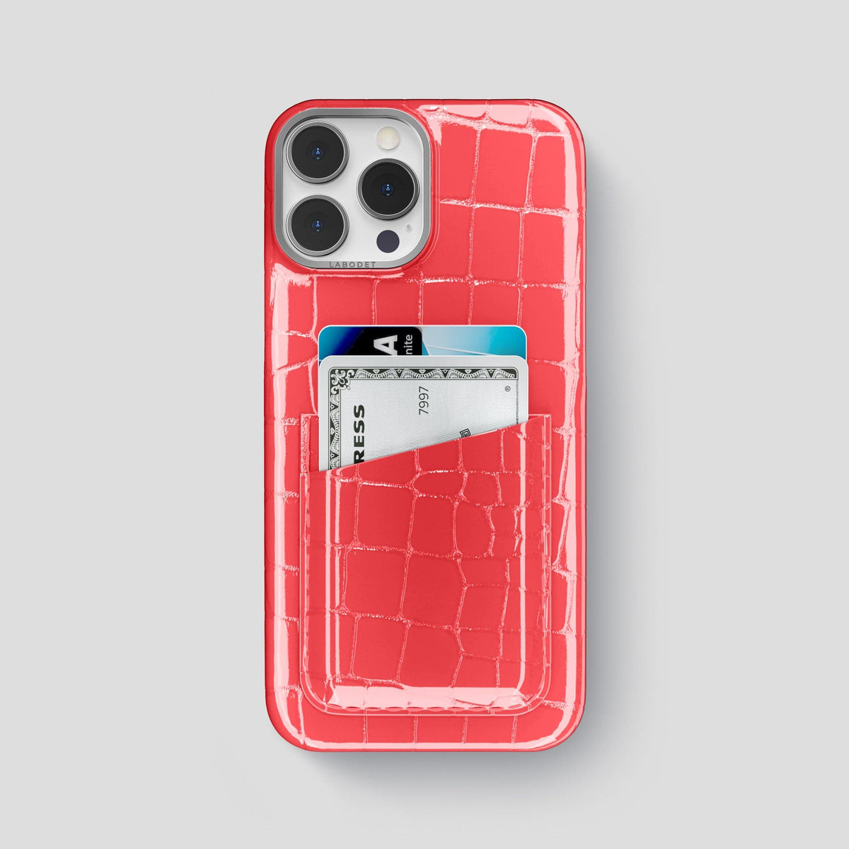 Papaya iPhone 14 Pro Max Classic Case Shiny Alligator with Steel Metal -1 | Papaya-Steel