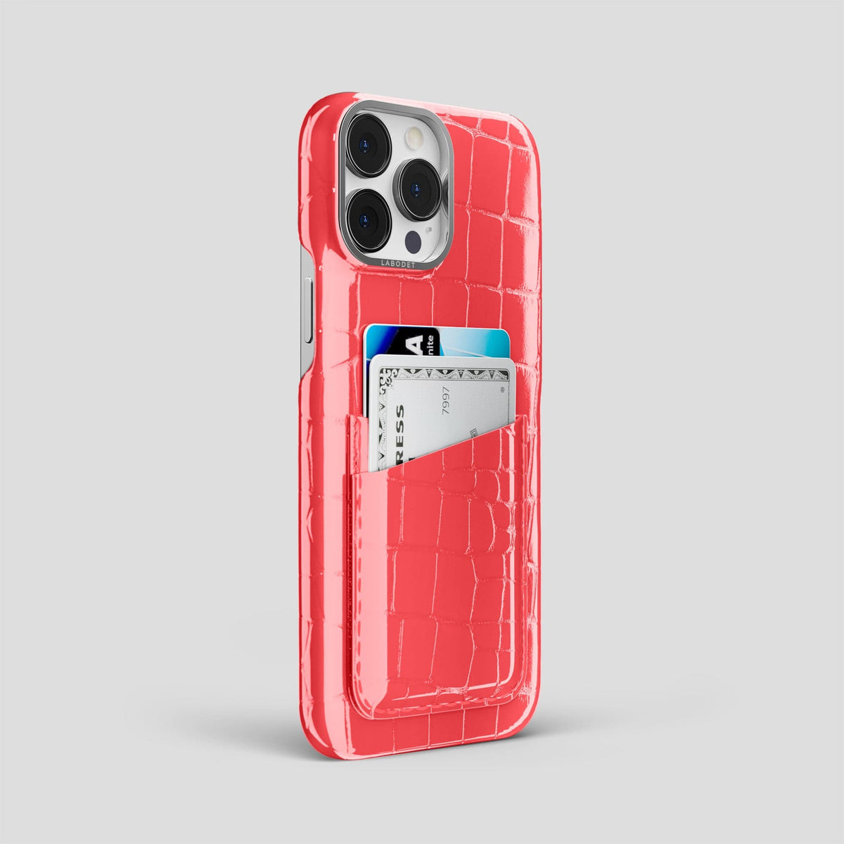 Papaya iPhone 14 Pro Max Classic Case Shiny Alligator with Steel Metal -2 | Papaya-Steel