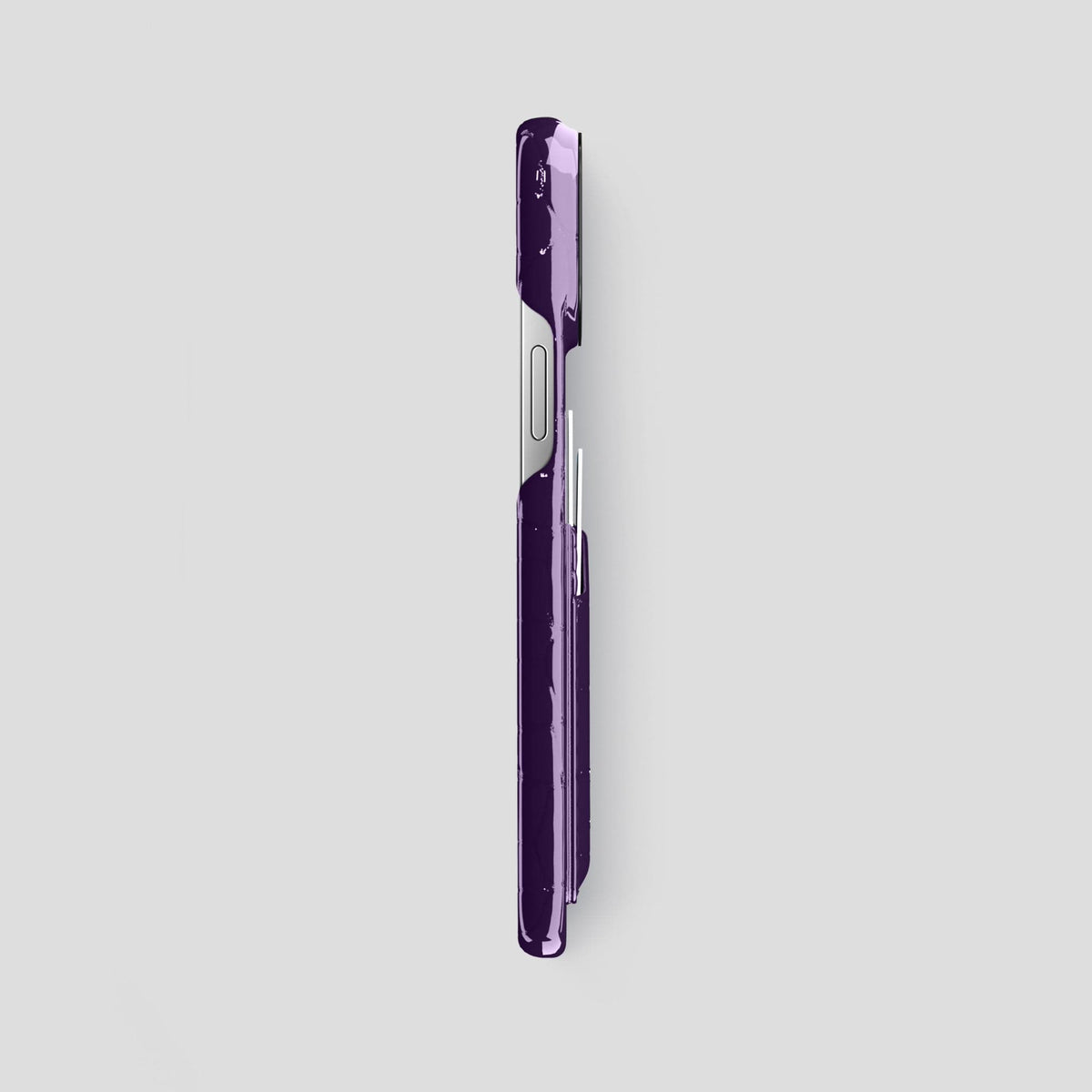 Purple iPhone 14 Pro Max Classic Case Shiny Alligator with Black Metal -3 | Purple-Black