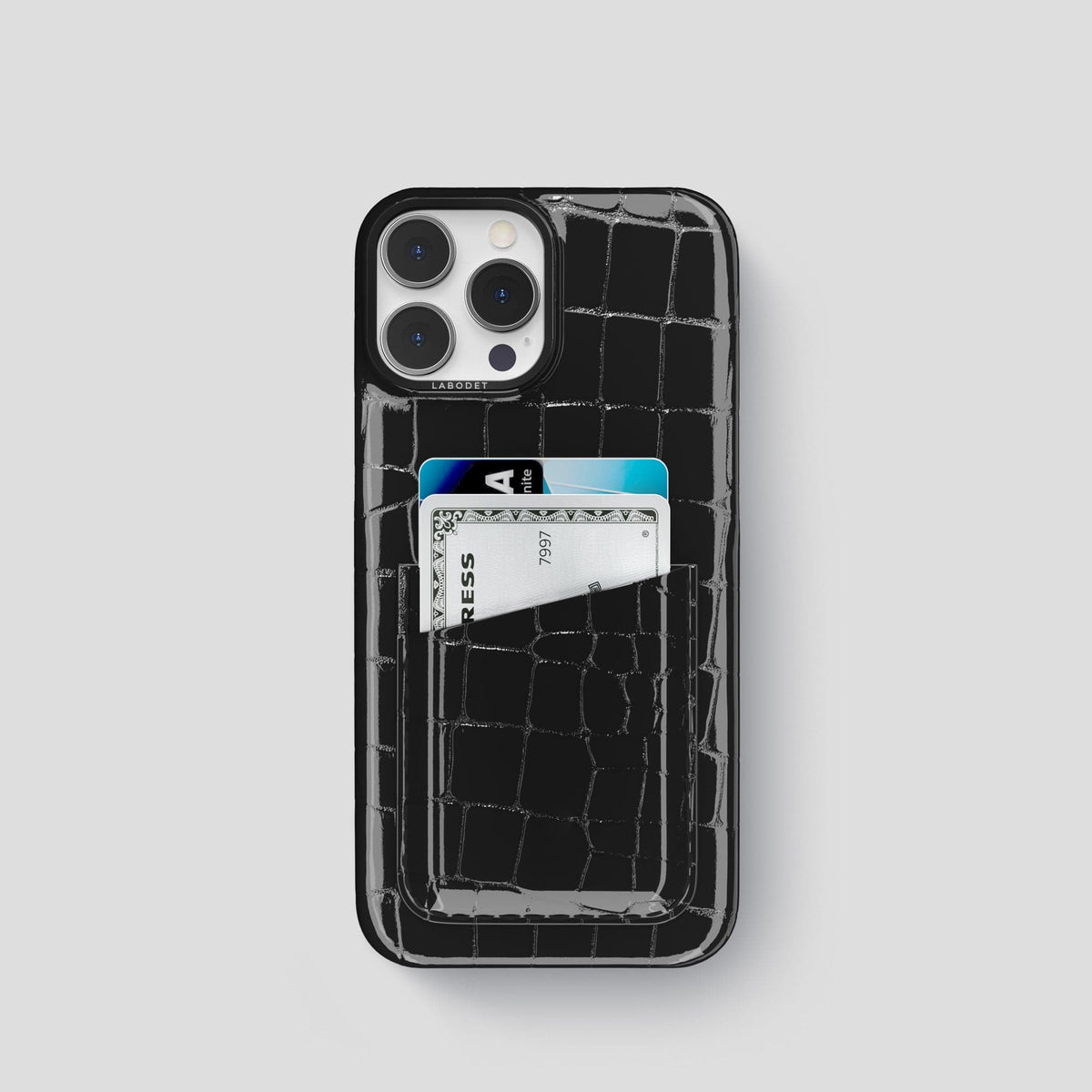 Black iPhone 14 Shiny Alligator with Black Metal -1 | Black-Black