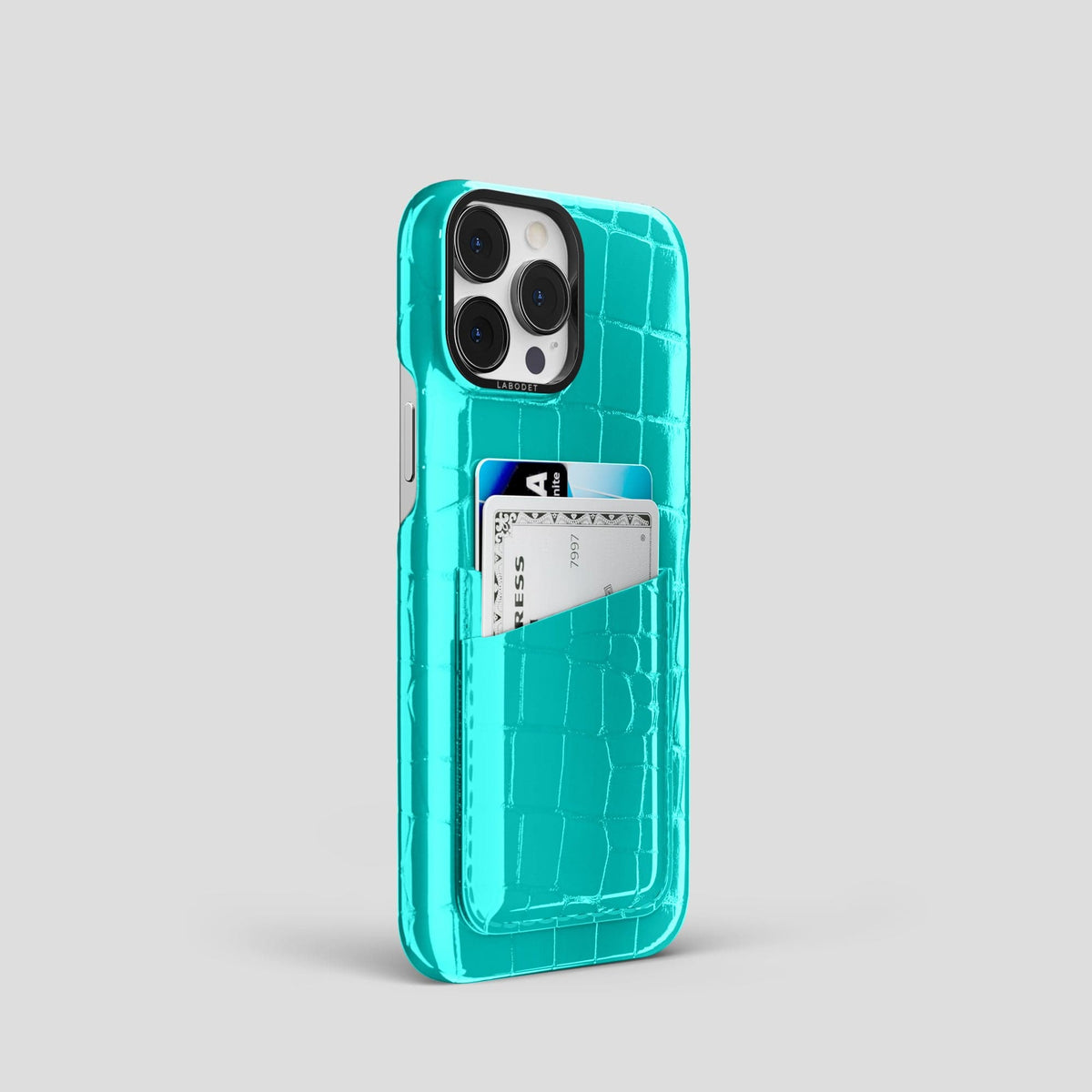 Mint iPhone 14 Shiny Alligator with Black Metal -2 | Mint-Black