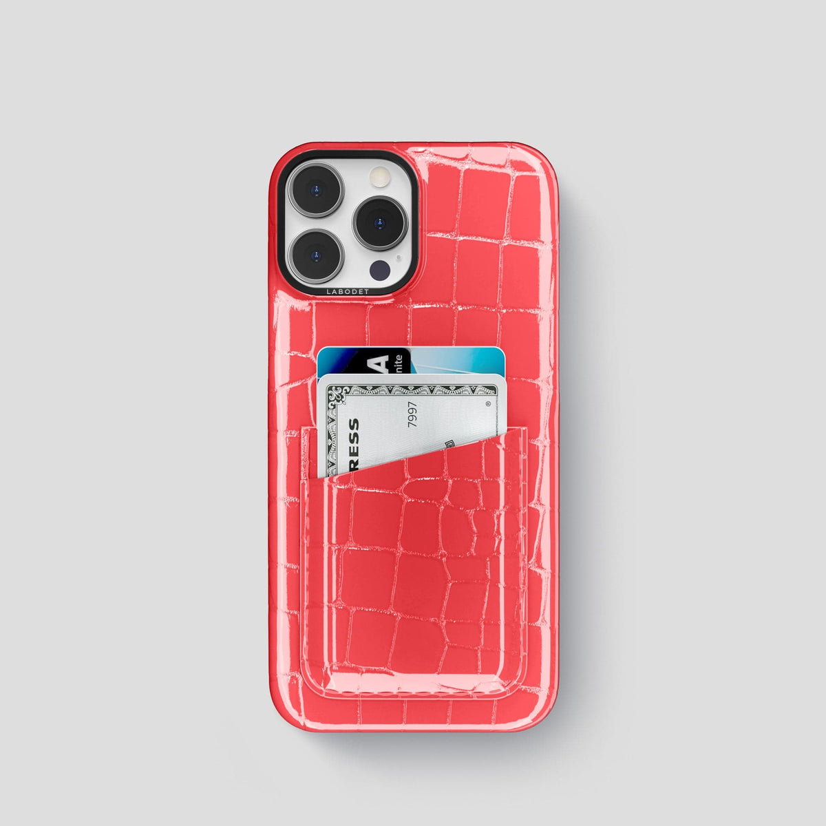 Papaya iPhone 14 Shiny Alligator with Black Metal -1 | Papaya-Black