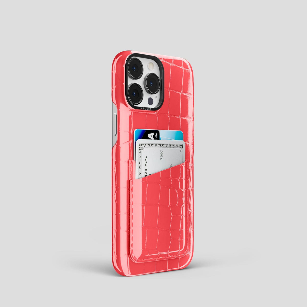 Papaya iPhone 14 Shiny Alligator with Black Metal -2 | Papaya-Black