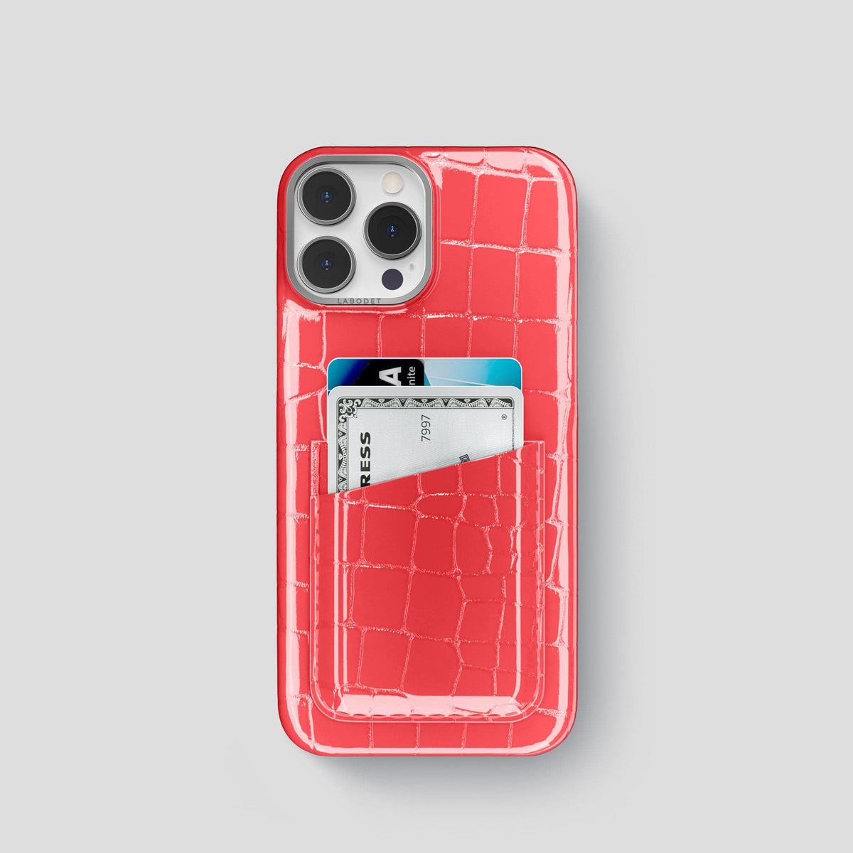 Papaya iPhone 14 Shiny Alligator with Steel Metal -1 | Papaya-Steel