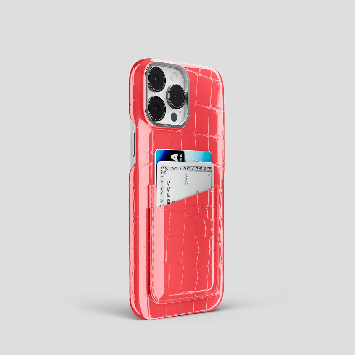 Papaya iPhone 14 Shiny Alligator with Steel Metal -2 | Papaya-Steel