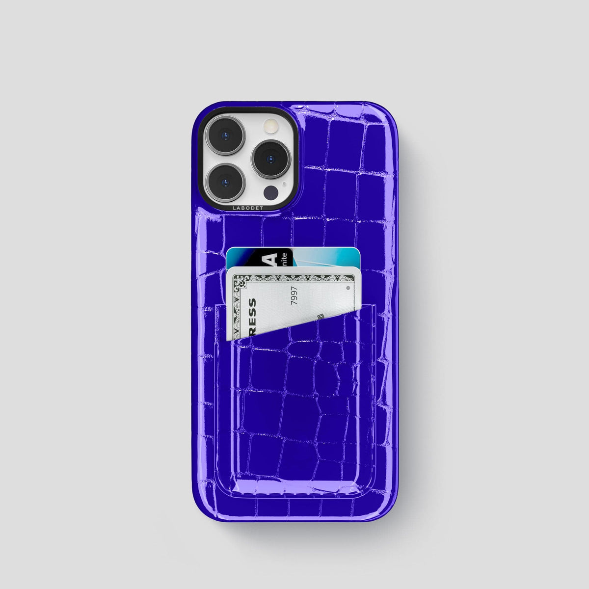 Royal Blue iPhone 14 Shiny Alligator with Black Metal -1 | Royal-Blue-Black