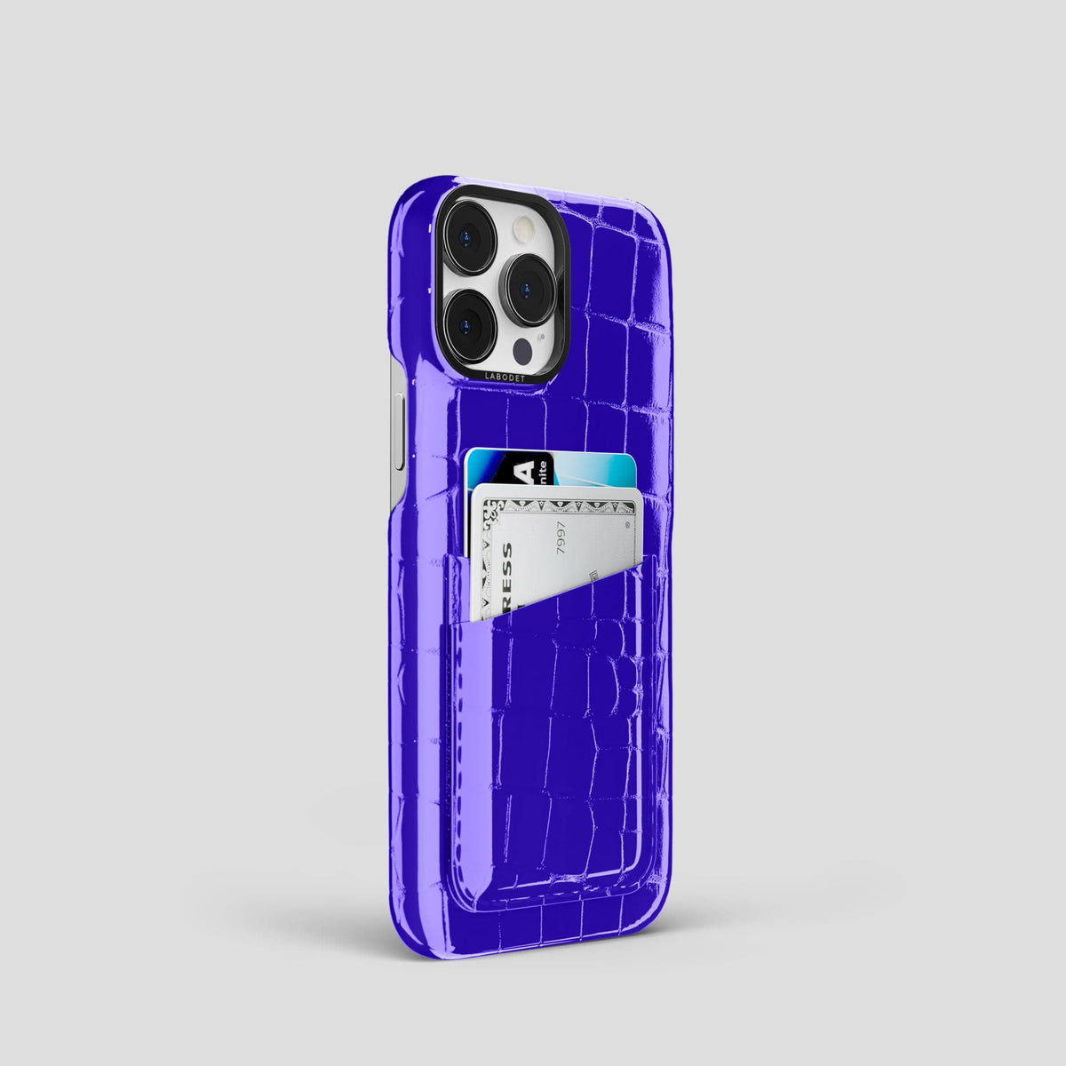 Royal Blue iPhone 14 Shiny Alligator with Black Metal -2 | Royal-Blue-Black