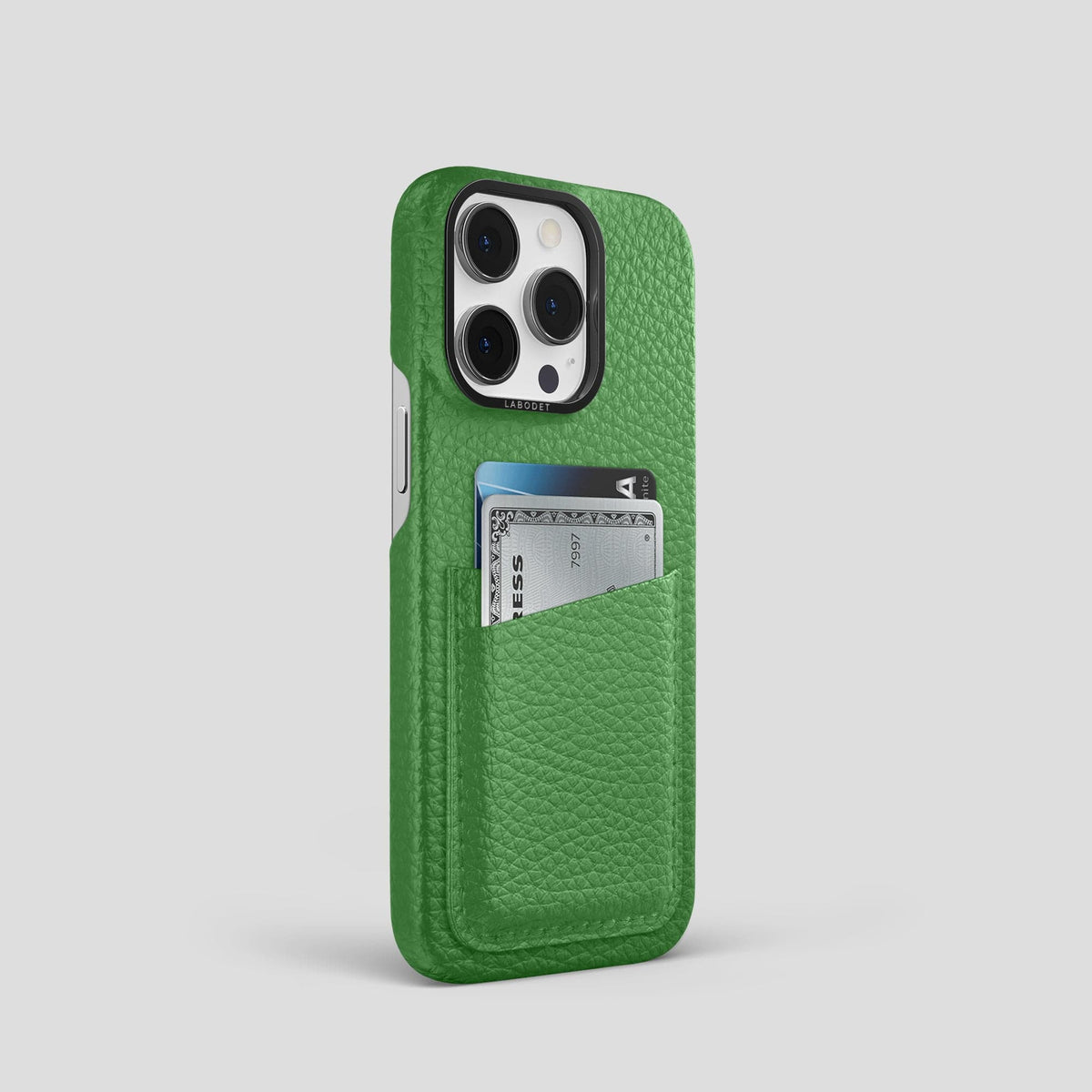 Herb iPhone 15 Pro Card Case Calf with Black Metal -2 | Herb-Black