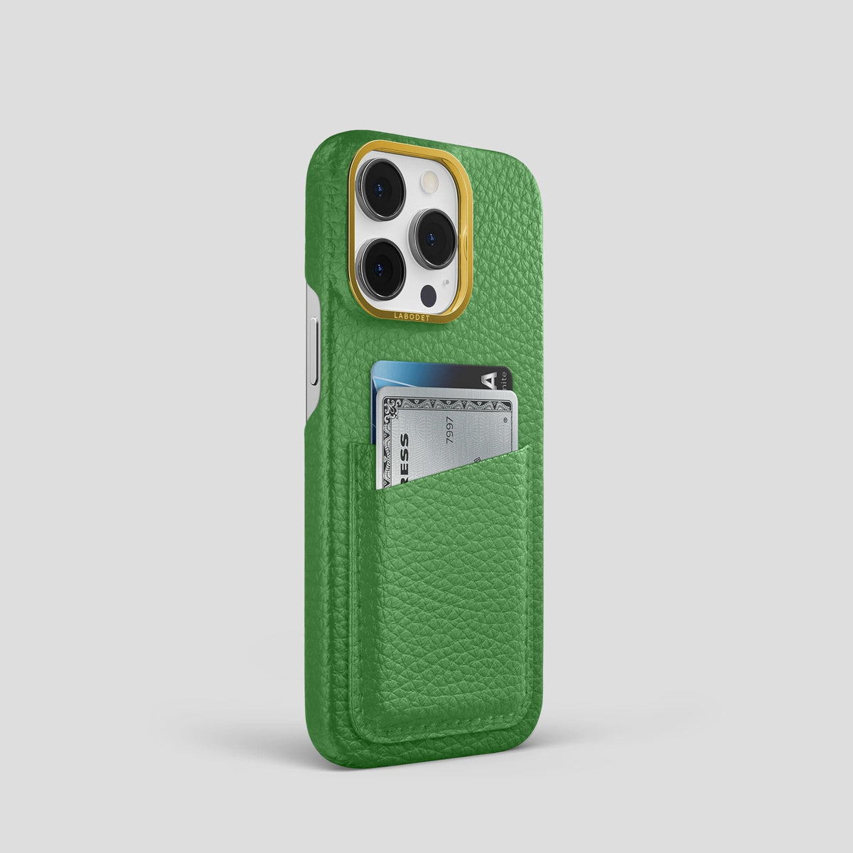 Herb iPhone 15 Pro Card Case Calf with Gold Metal -2 | Herb-Gold