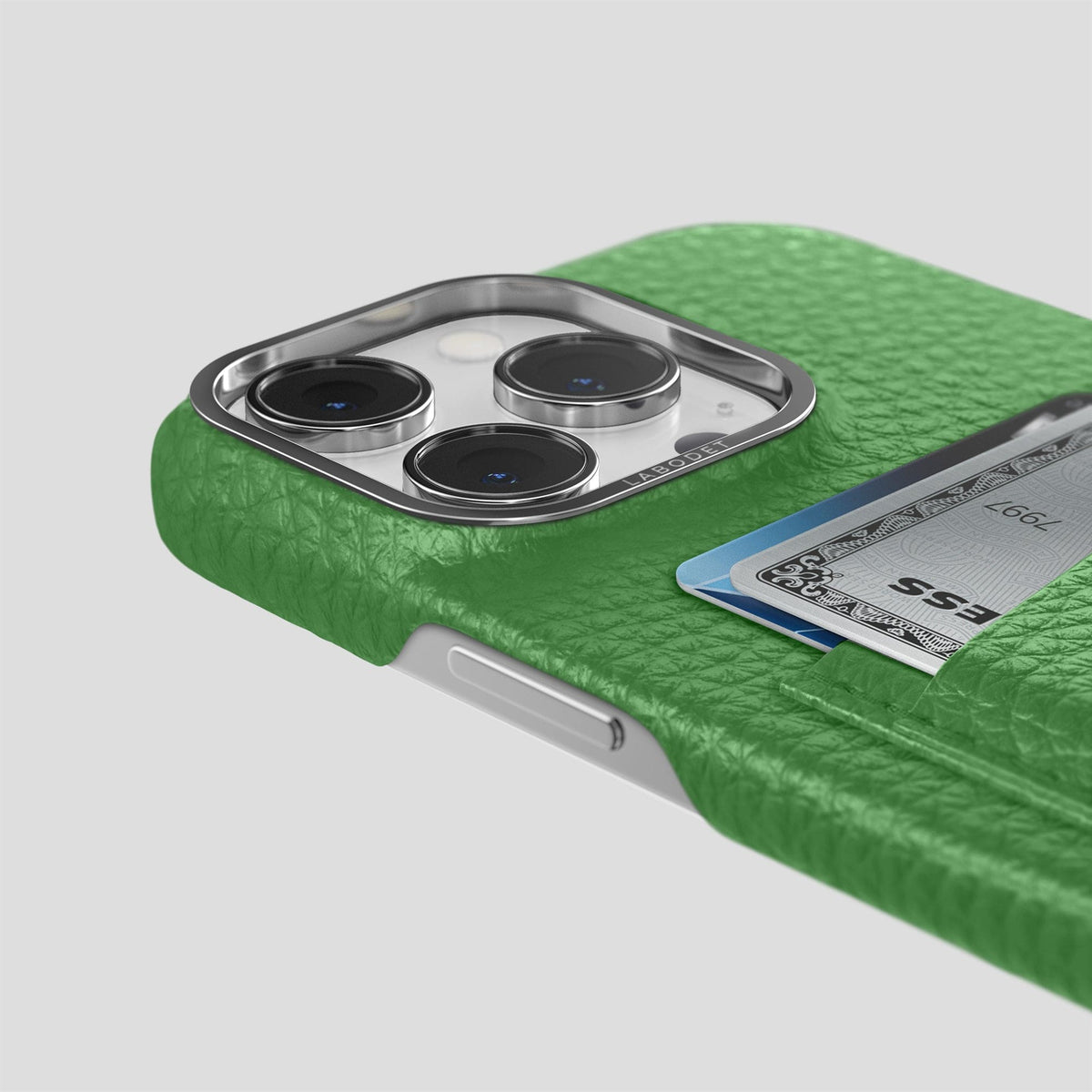 Herb iPhone 15 Pro Card Case Calf with Steel Metal -5 | Herb-Steel