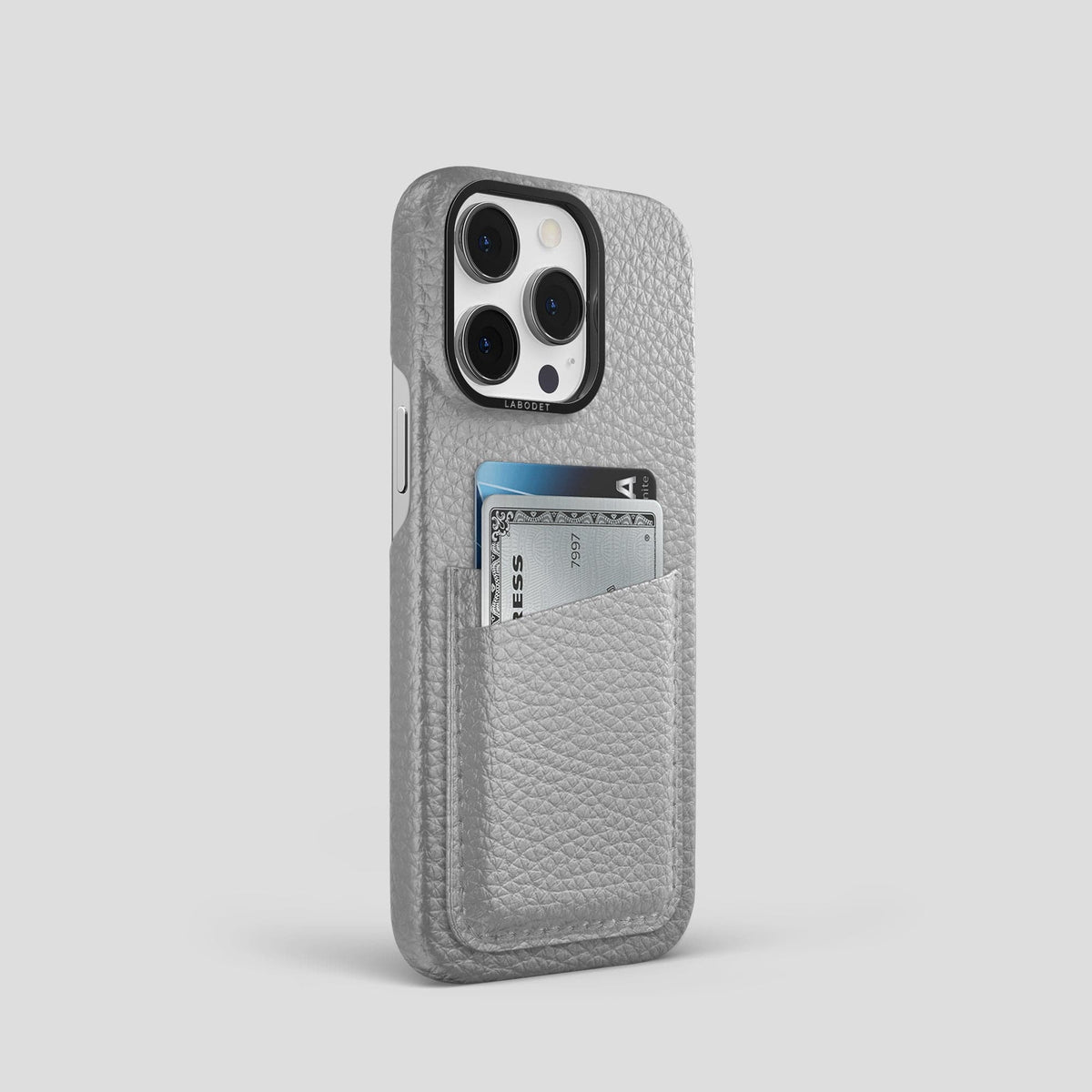 Nuage iPhone 15 Pro Card Case Calf with Black Metal -2 | Nuage-Black