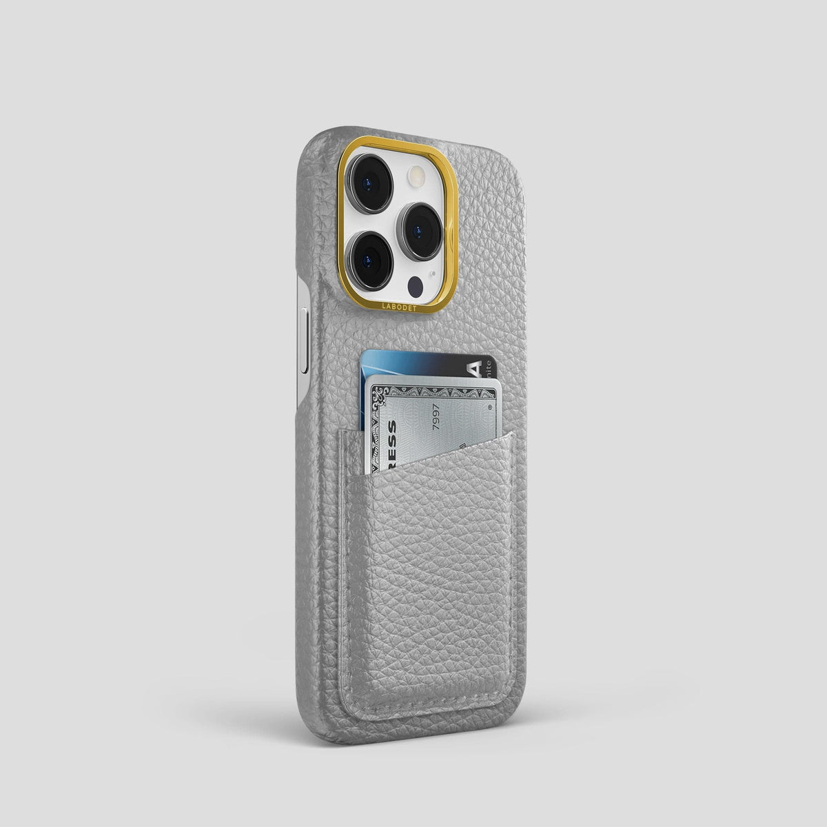 Nuage iPhone 15 Pro Card Case Calf with Gold Metal -2 | Nuage-Gold