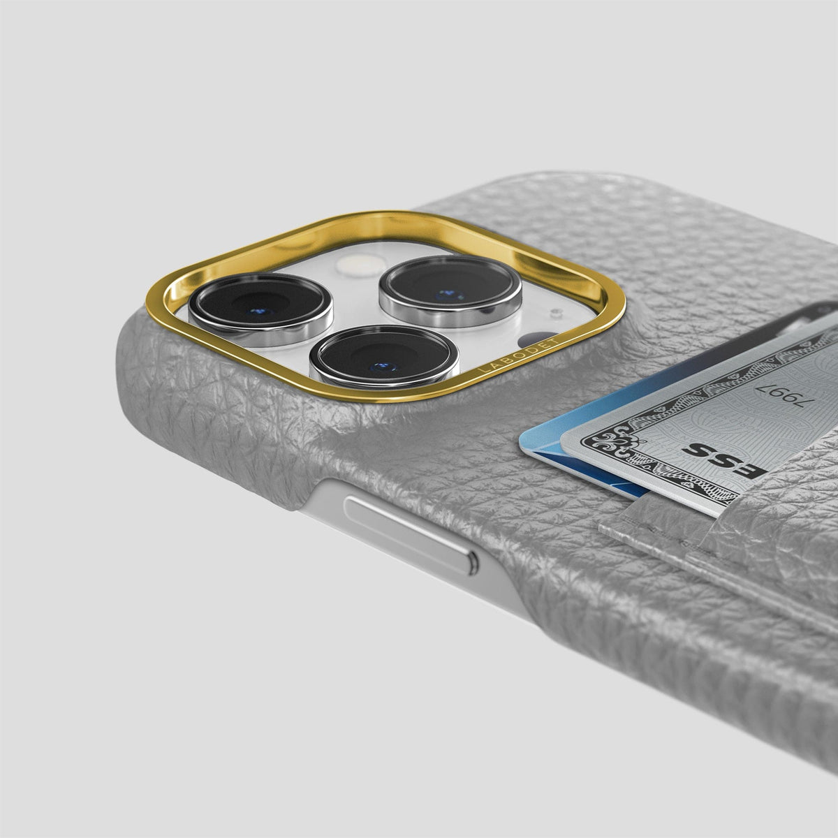 Nuage iPhone 15 Pro Card Case Calf with Gold Metal -5 | Nuage-Gold