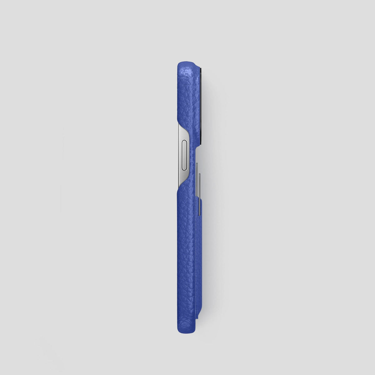 Royal Blue iPhone 15 Pro Card Case Calf with Black Metal -3 | Royal-Blue-Black