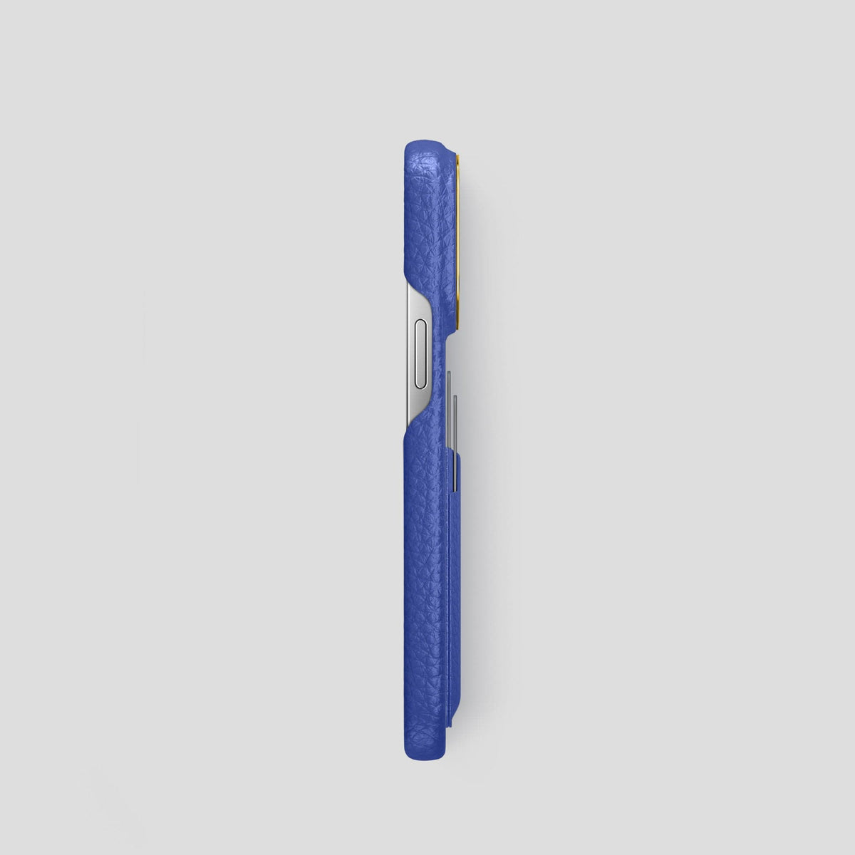 Royal Blue iPhone 15 Pro Card Case Calf with Gold Metal -3 | Royal-Blue-Gold