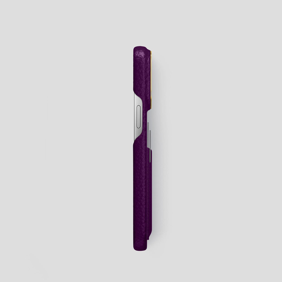 Violet iPhone 15 Pro Card Case Calf with Gold Metal -3 | Violet-Gold
