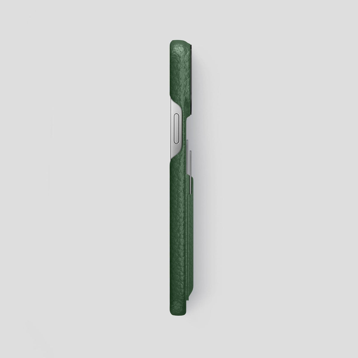 Dark Green iPhone 15 Pro Max Card Case Calf with Black Metal -3 | Dark-Green-Black