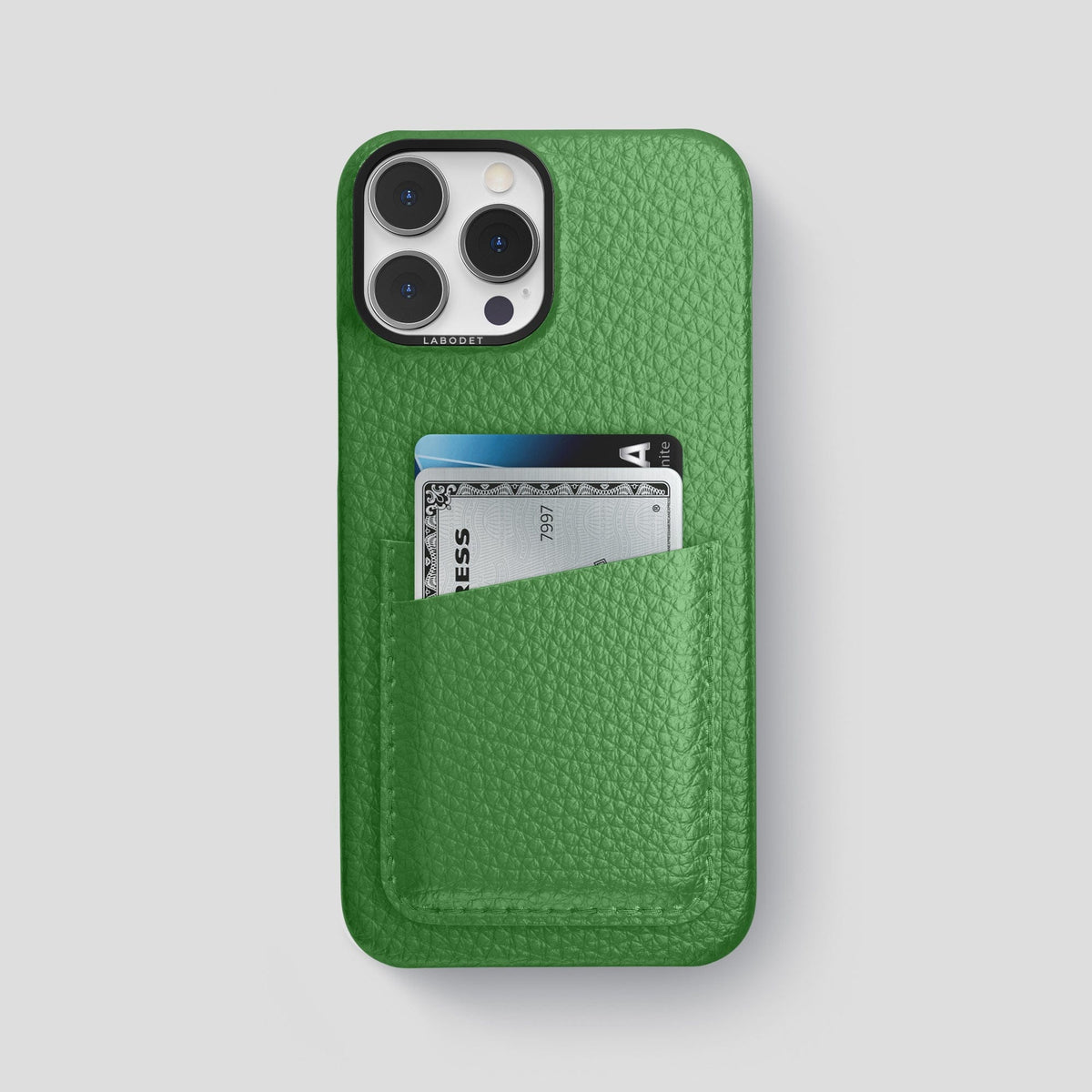 Herb iPhone 15 Pro Max Card Case Calf with Black Metal -1 | Herb-Black