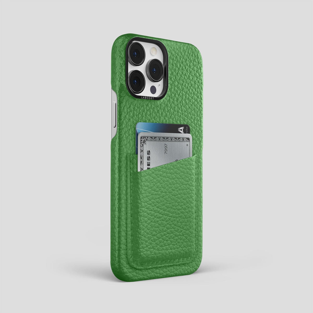 Herb iPhone 15 Pro Max Card Case Calf with Black Metal -2 | Herb-Black