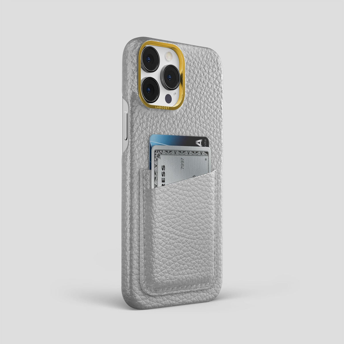 Nuage iPhone 15 Pro Max Card Case Calf with Gold Metal -2 | Nuage-Gold
