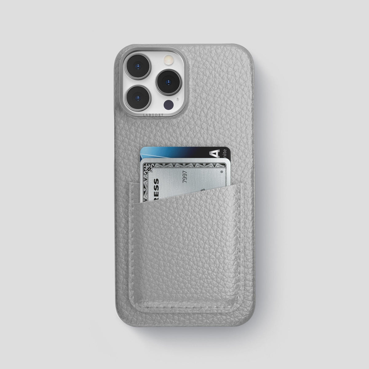 Nuage iPhone 15 Pro Max Card Case Calf with Steel Metal -1 | Nuage-Steel