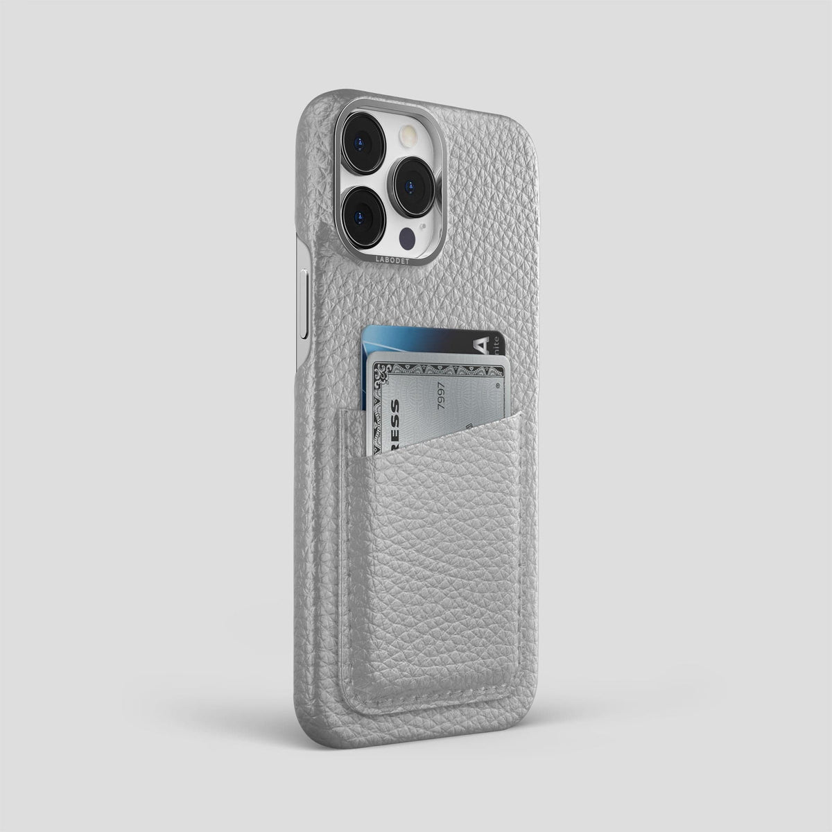 Nuage iPhone 15 Pro Max Card Case Calf with Steel Metal -2 | Nuage-Steel