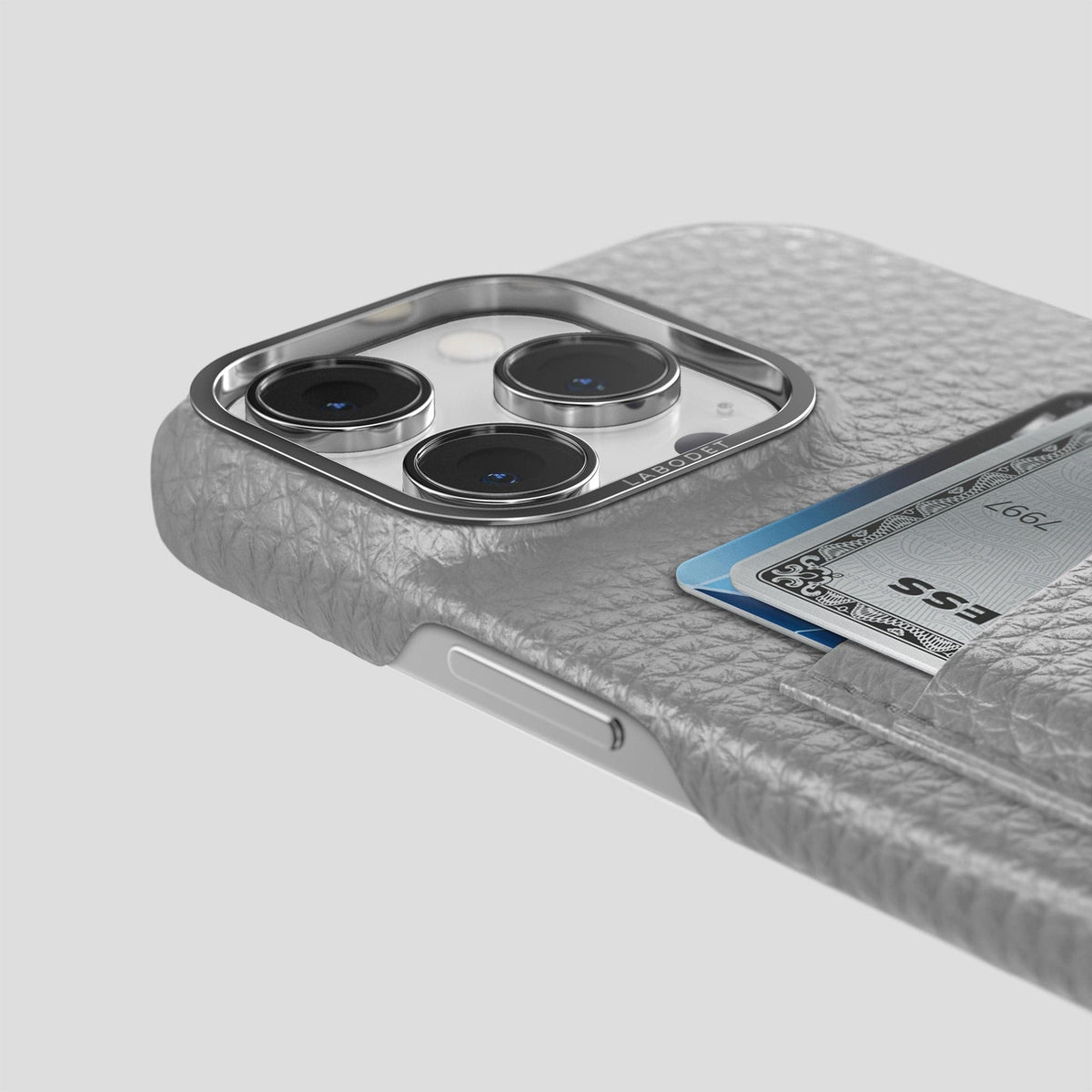 Nuage iPhone 15 Pro Max Card Case Calf with Steel Metal -5 | Nuage-Steel