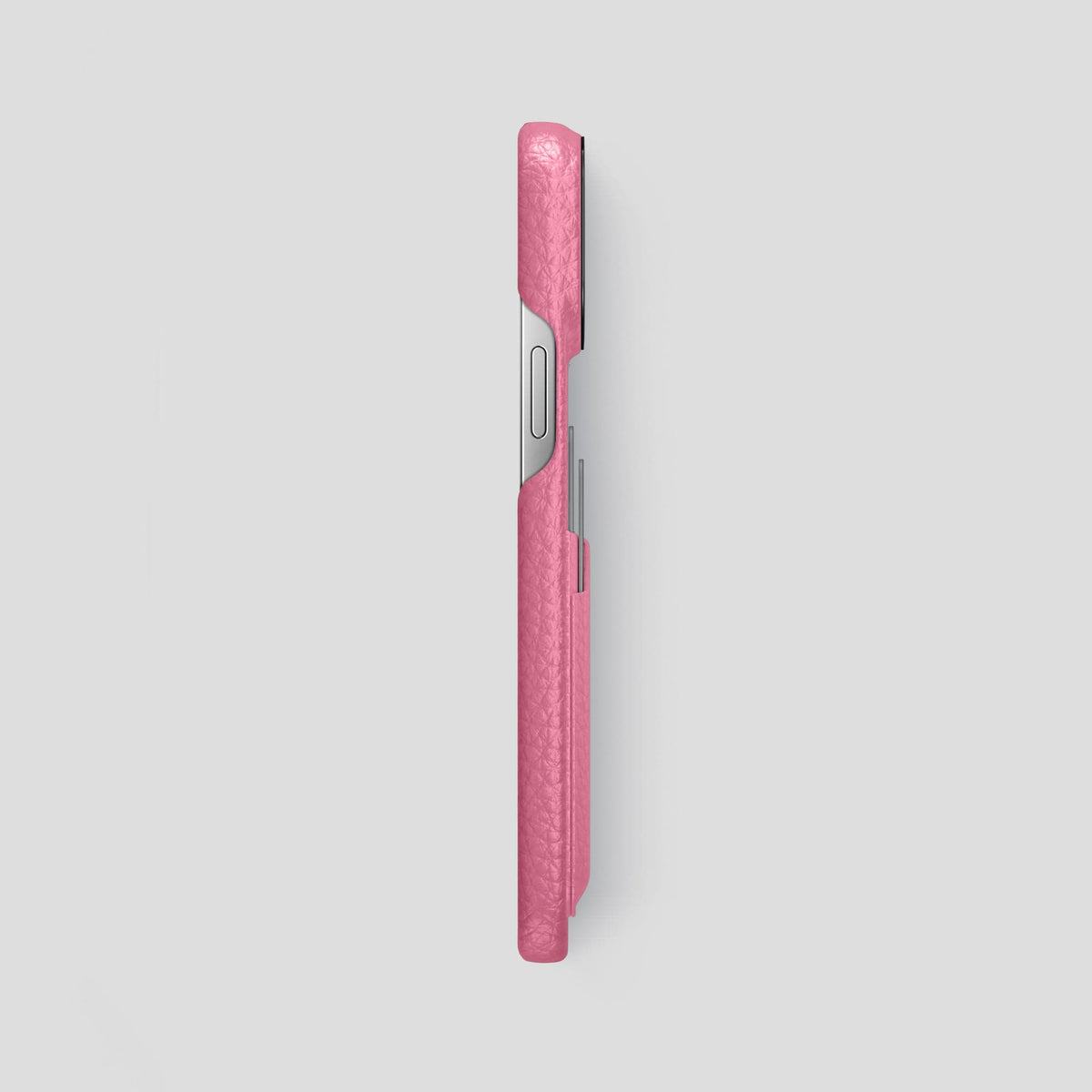 Pink iPhone 15 Pro Max Card Case Calf with Black Metal -3 | Pink-Black
