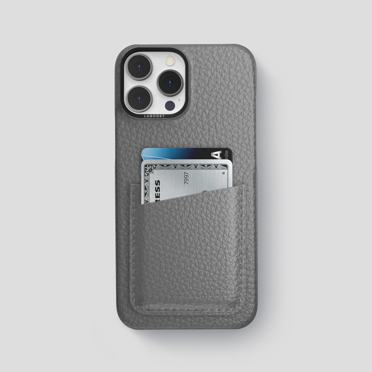 Souris iPhone 15 Pro Max Card Case Calf with Black Metal -1 | Souris-Black