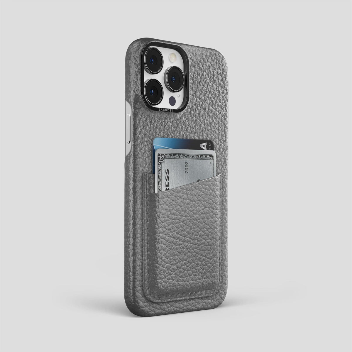 Souris iPhone 15 Pro Max Card Case Calf with Black Metal -2 | Souris-Black