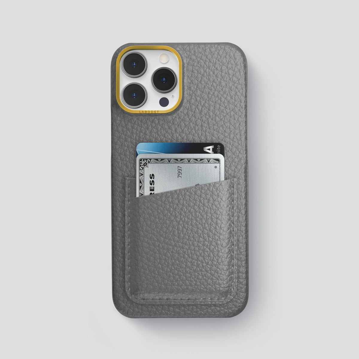 Souris iPhone 15 Pro Max Card Case Calf with Gold Metal -1 | Souris-Gold