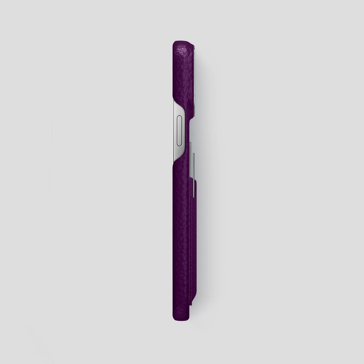 Violet iPhone 15 Pro Max Card Case Calf with Steel Metal -3 | Violet-Steel