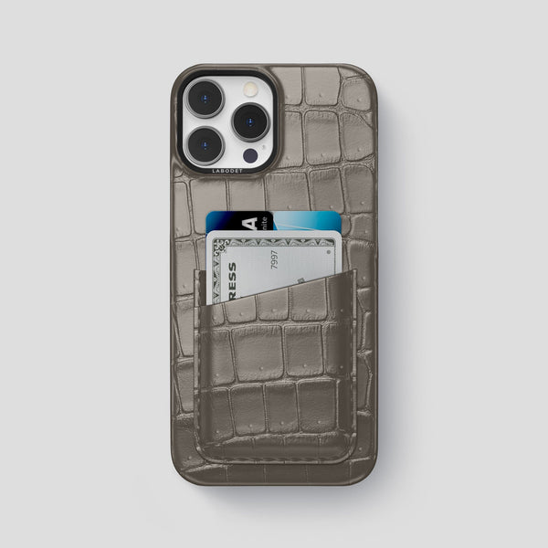 iPhone 15 Pro Max Double Card Case Porosus Crocodile