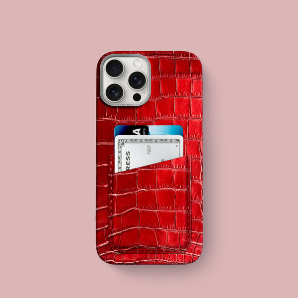 Double Card Case 1/1 Disco Red For iPhone 16 Pro In Alligator