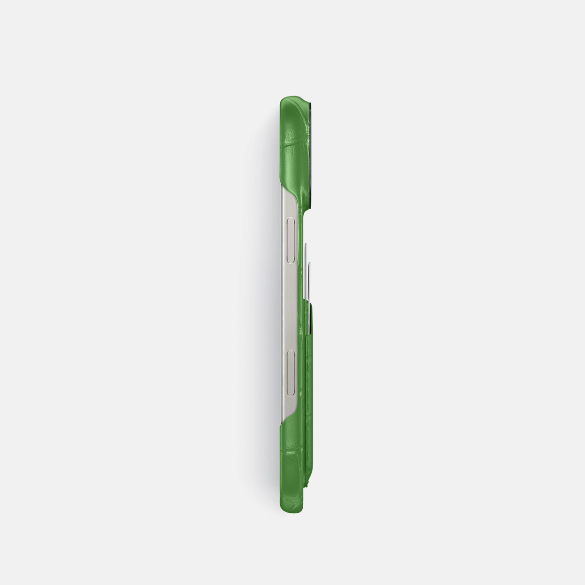 Apple-Green iPhone 16 Pro Card Case Alligator with Black Metal -3 | Apple-Green-Black
