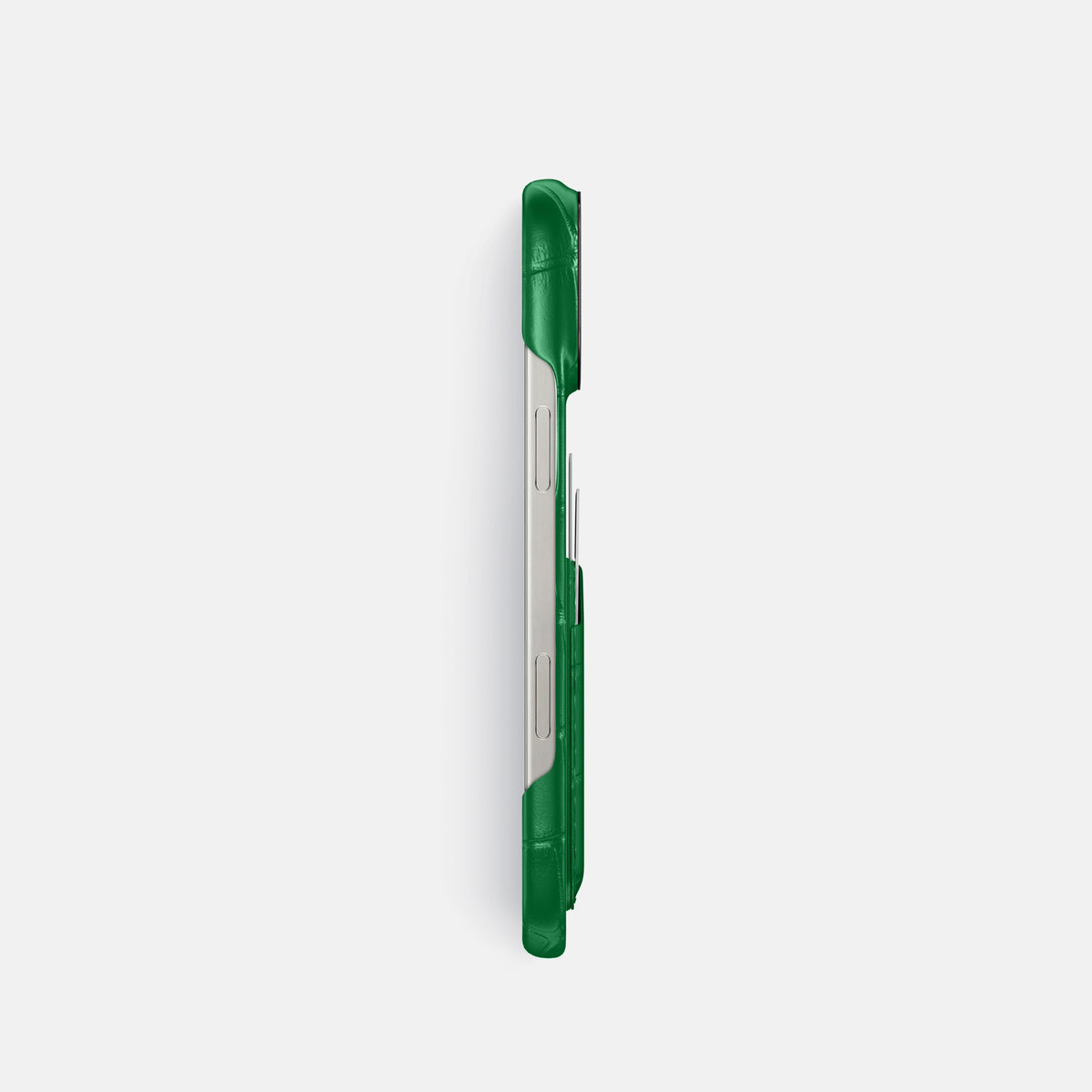 Forest-Green iPhone 16 Pro Double Card In Alligator with Black Metal -3 | Forest-Green-Black