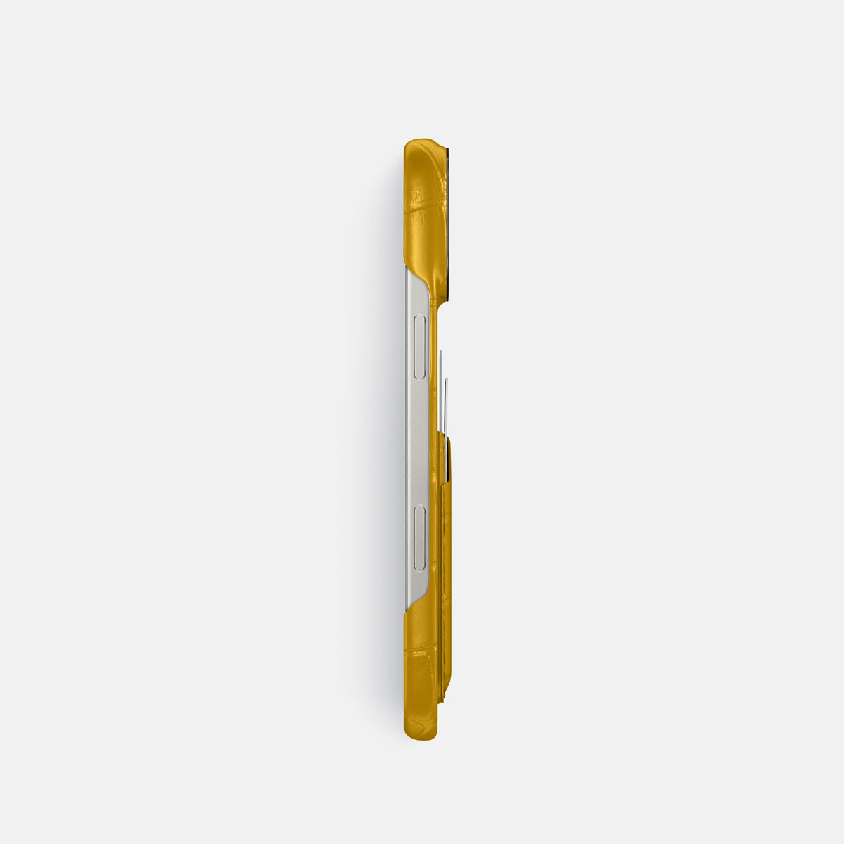 Yellow iPhone 16 Pro Card Case Alligator with Black Metal -3 | Yellow-Black