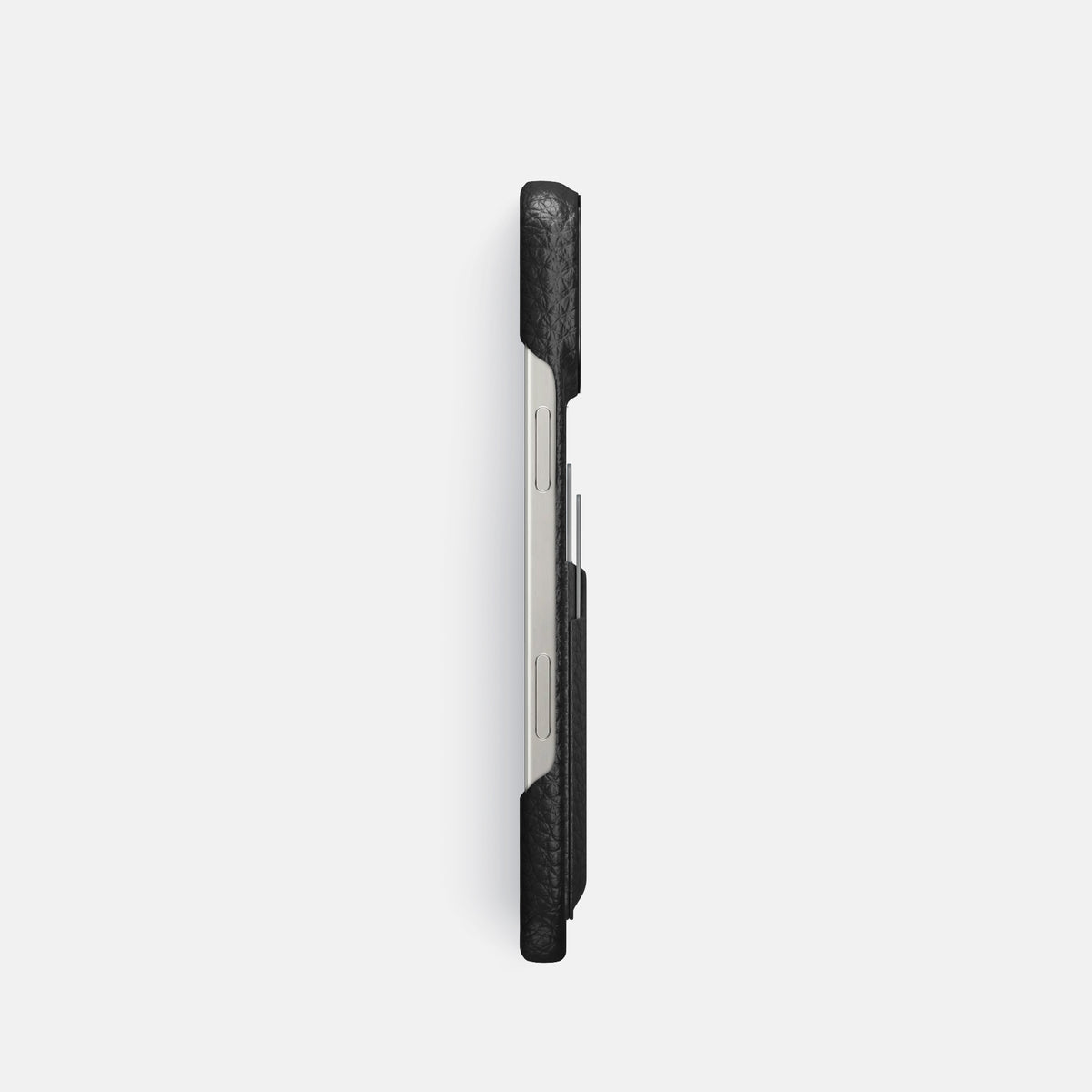 Black iPhone 16 Pro Card Case Calf with Black Metal -3 | Black-Black