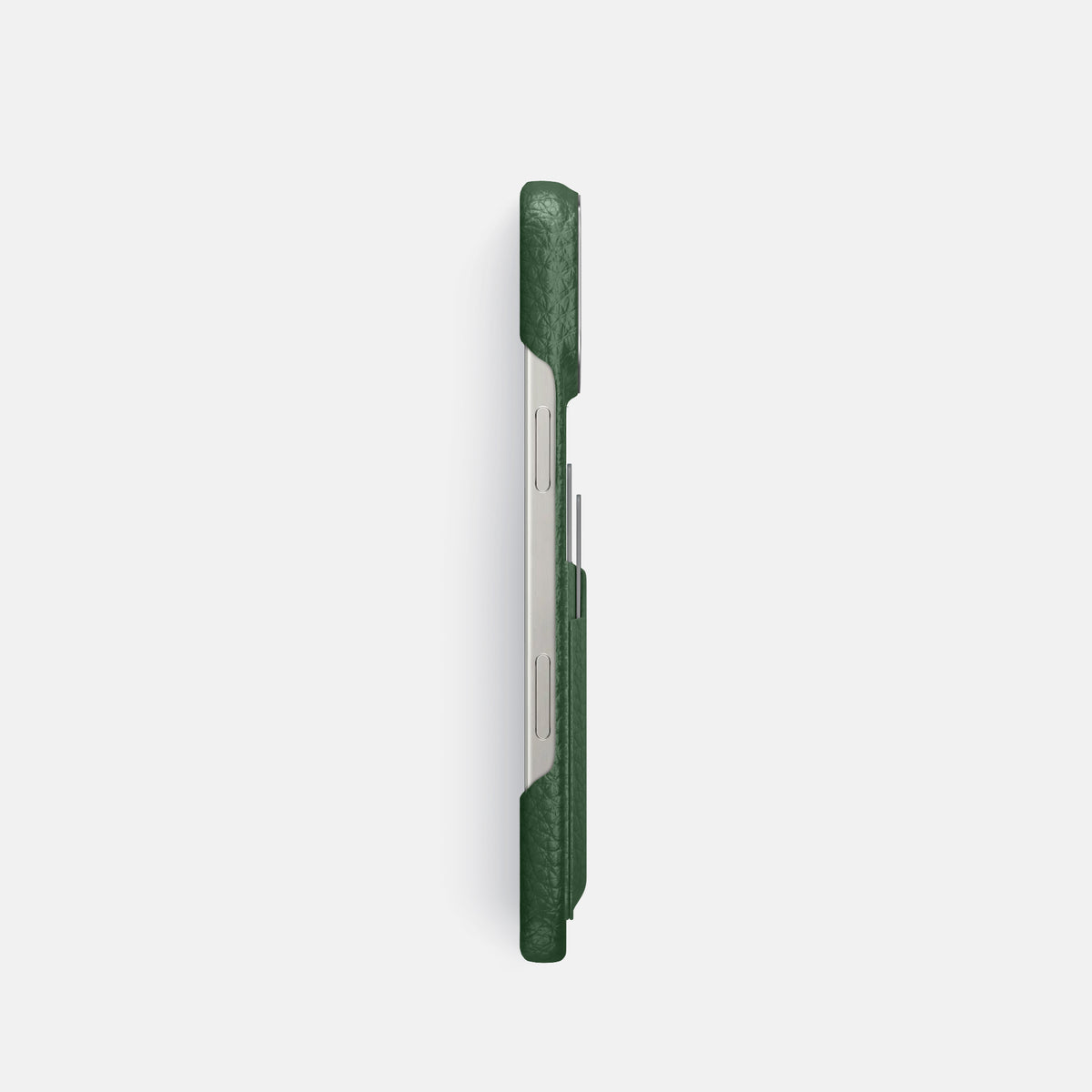 Dark Green iPhone 16 Pro Card Case Calf with Steel Metal -3 | Dark-Green-Steel