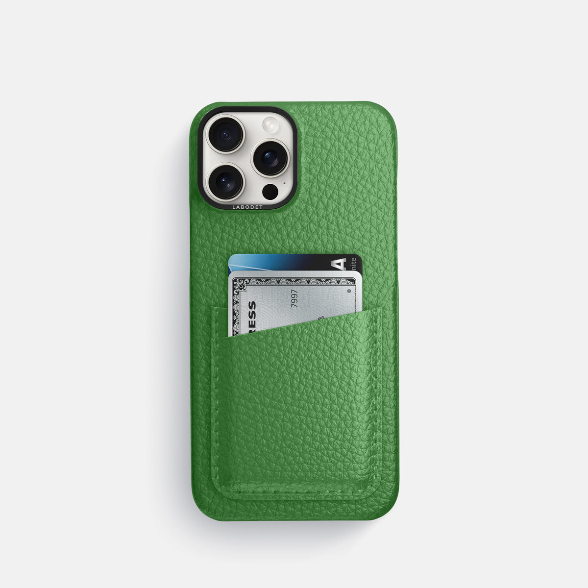 Herb iPhone 16 Pro Card Case Calf with Black Metal -1 | Herb-Black