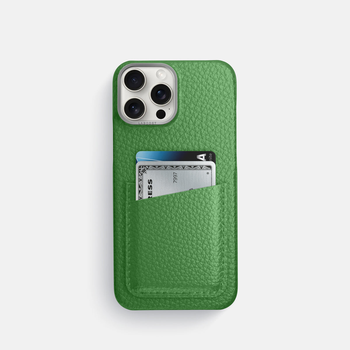 Herb iPhone 16 Pro Card Case Calf with Steel Metal -1 | Herb-Steel