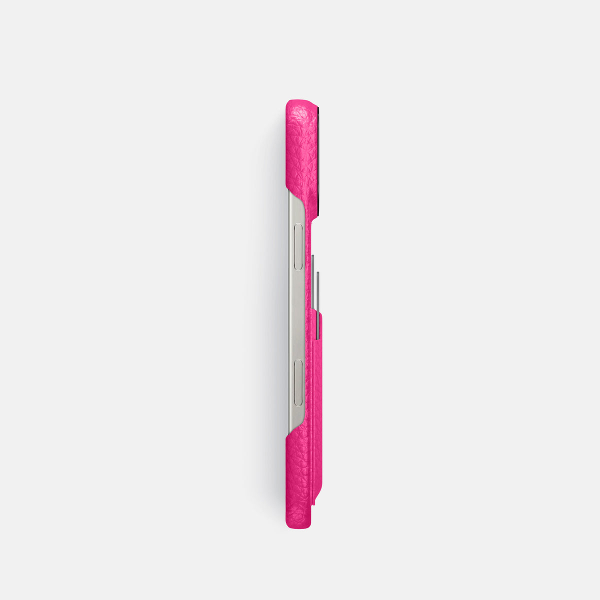 Magenta iPhone 16 Pro Card Case Calf with Black Metal -3 | Magenta-Black