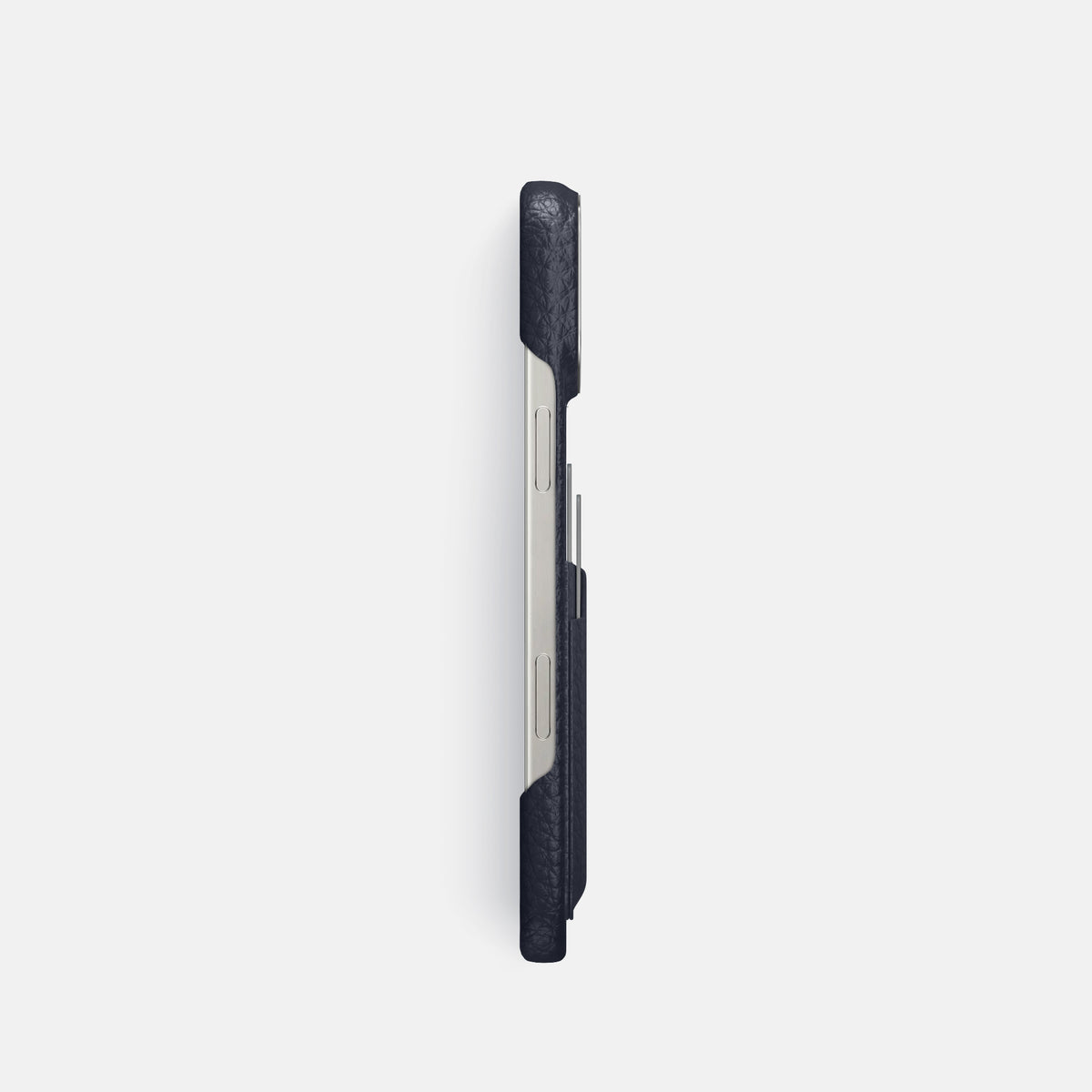 Marine iPhone 16 Pro Card Case Calf with Steel Metal -3 | Marine-Steel