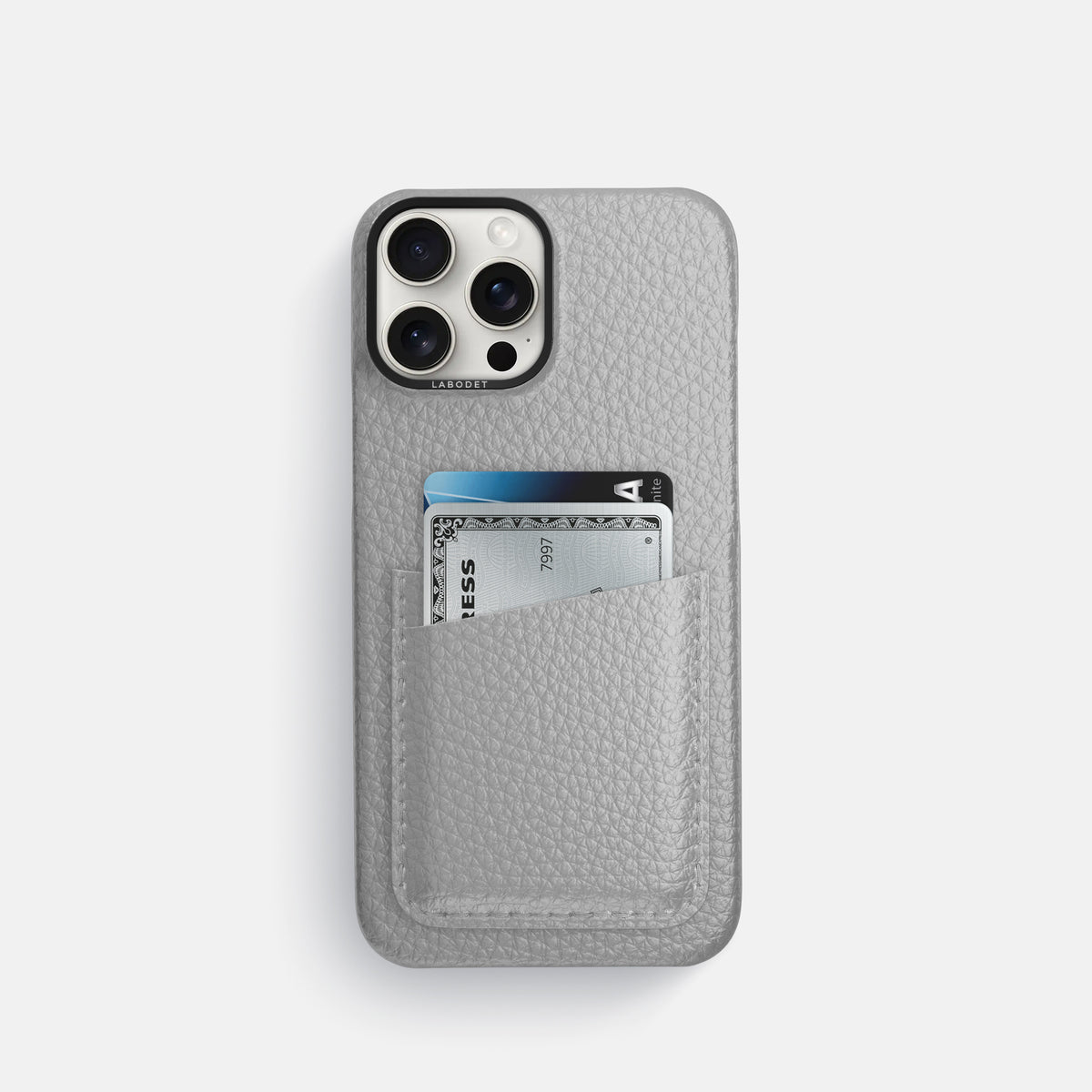 Nuage iPhone 16 Pro Card Case Calf with Black Metal -1 | Nuage-Black
