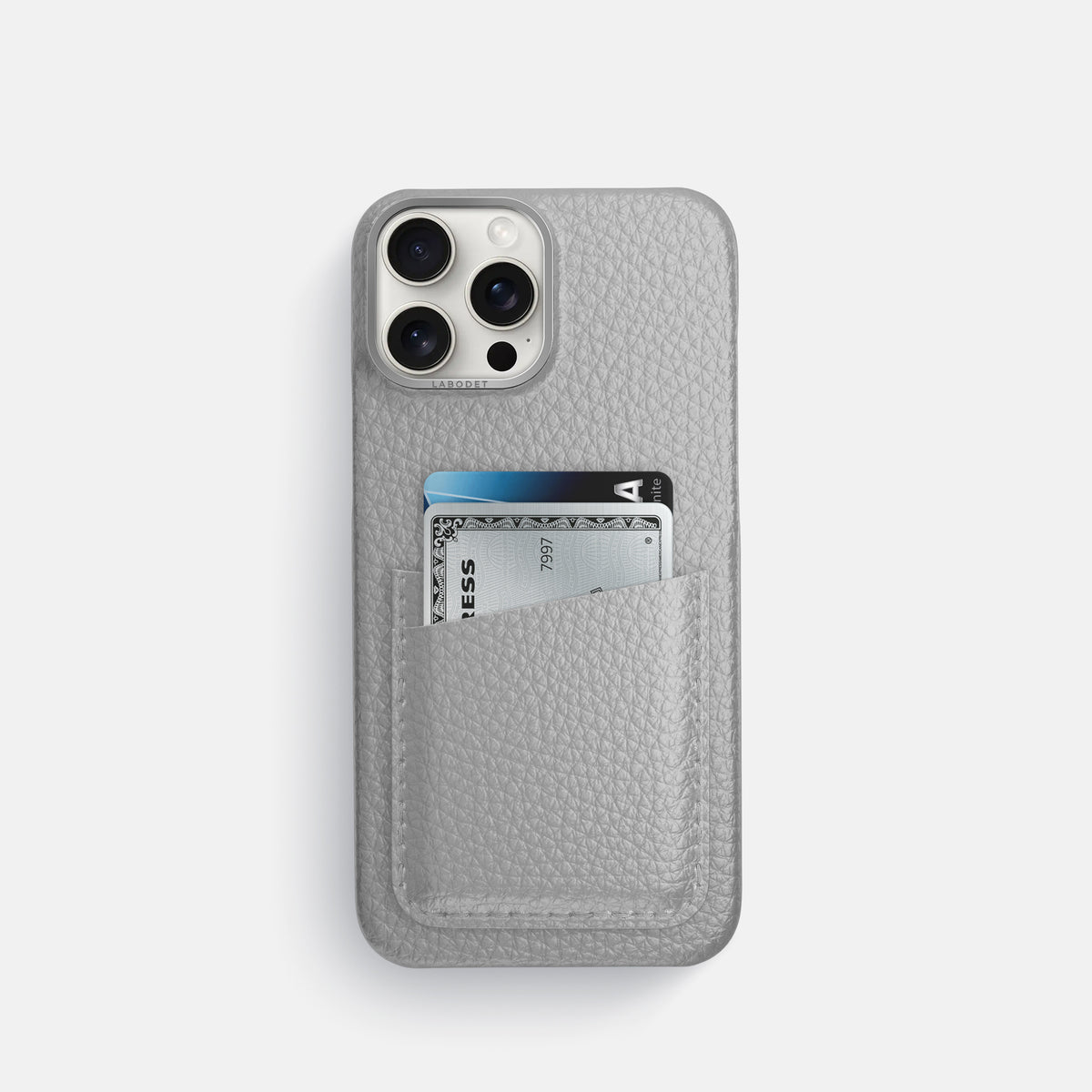 Nuage iPhone 16 Pro Card Case Calf with Steel Metal -1 | Nuage-Steel