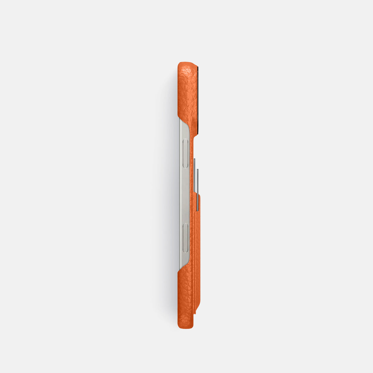 Orange iPhone 16 Pro Card Case Calf with Black Metal -3 | Orange-Black