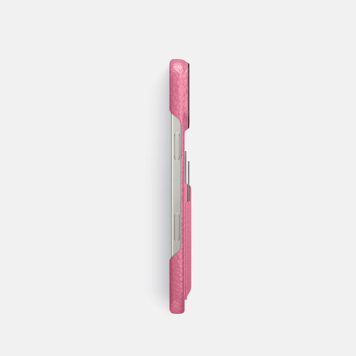 Pink iPhone 16 Pro Card Case Calf with Black Metal -3 | Pink-Black